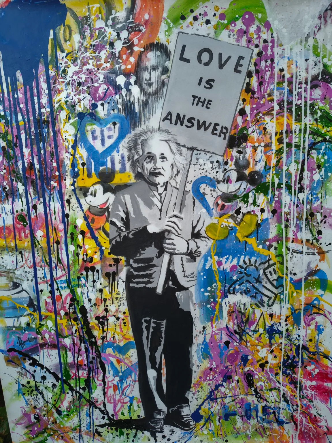 Ölgemälde Liebe ist die Antwort, Pop-Art, 75 x 100 cm